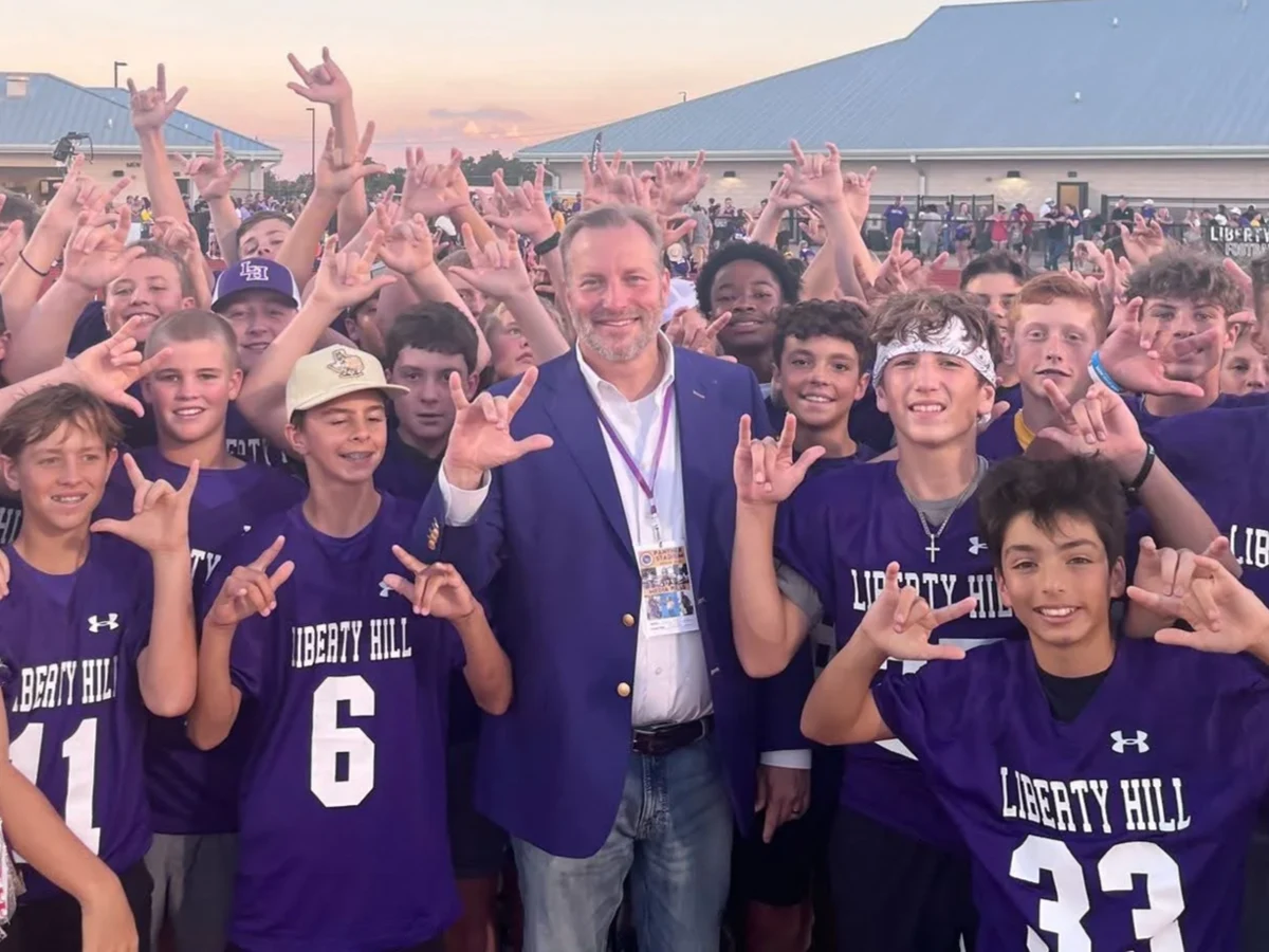 Steve Snell with members of the Liberty Hill football team
