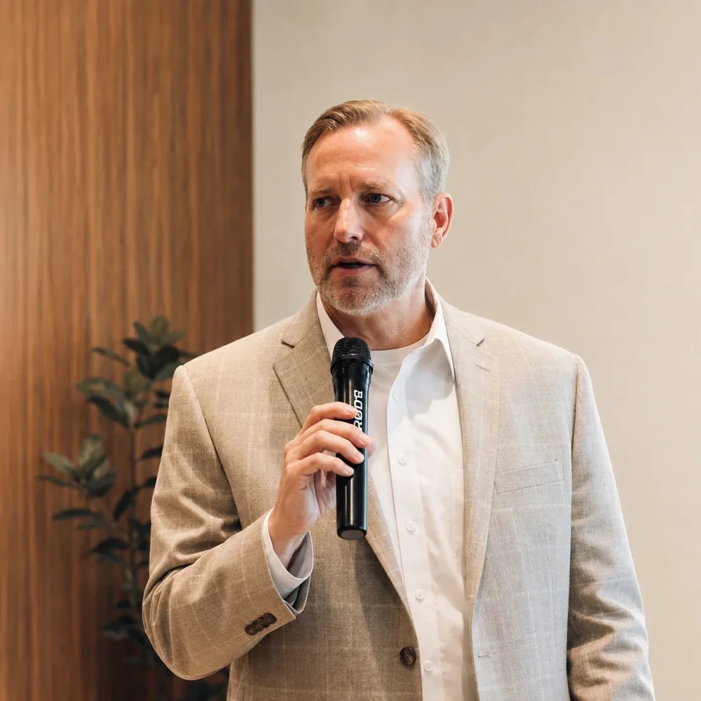Steve Snell speaking with community members